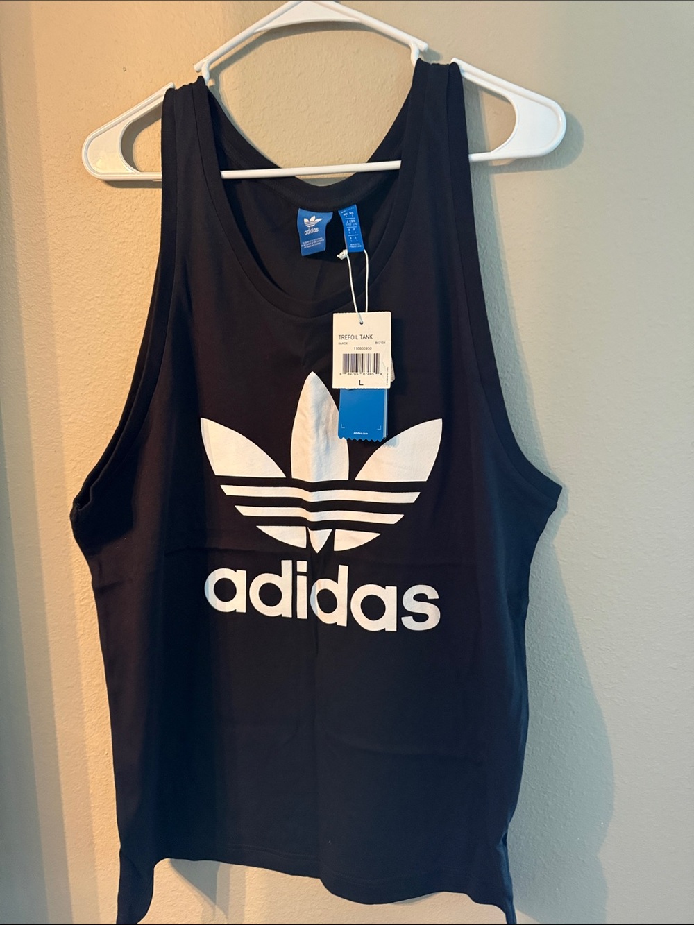 adidas Black Tank with White Trefoil Logo